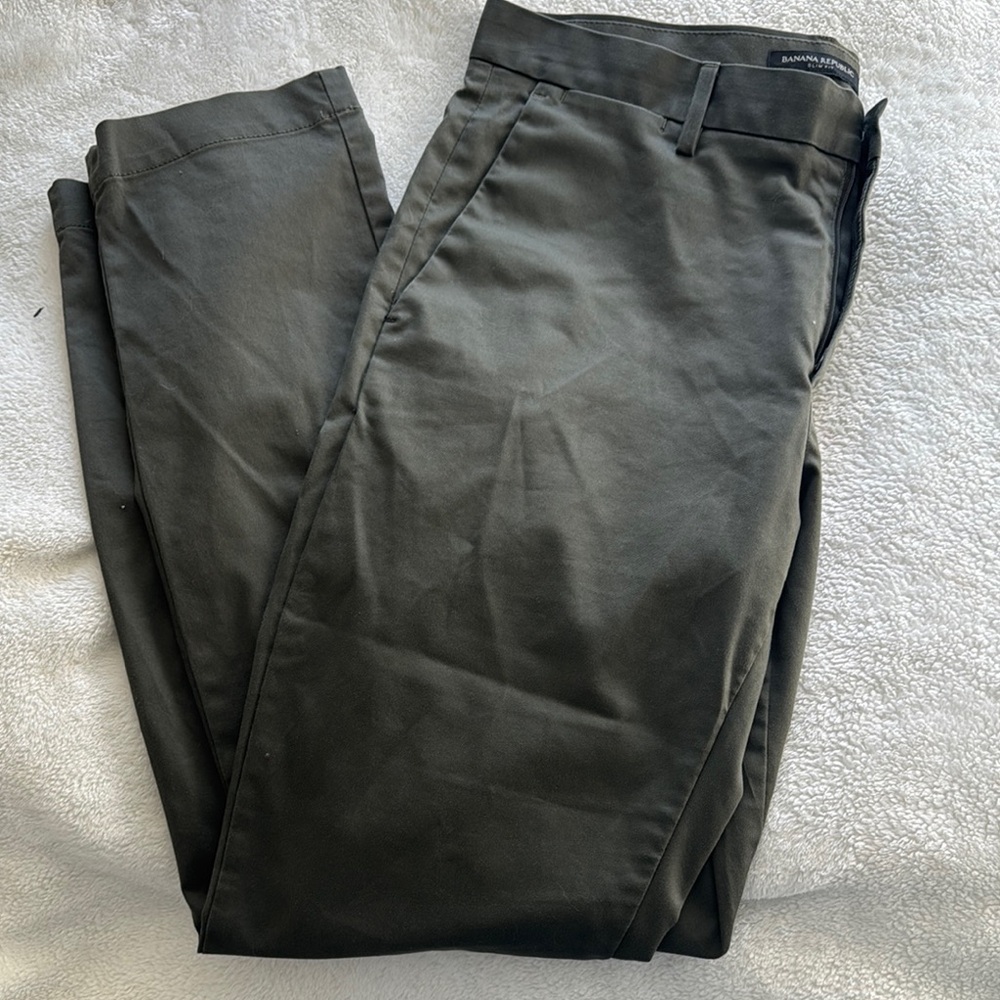 Men's Olive Pants Banana Republic Slim Fit